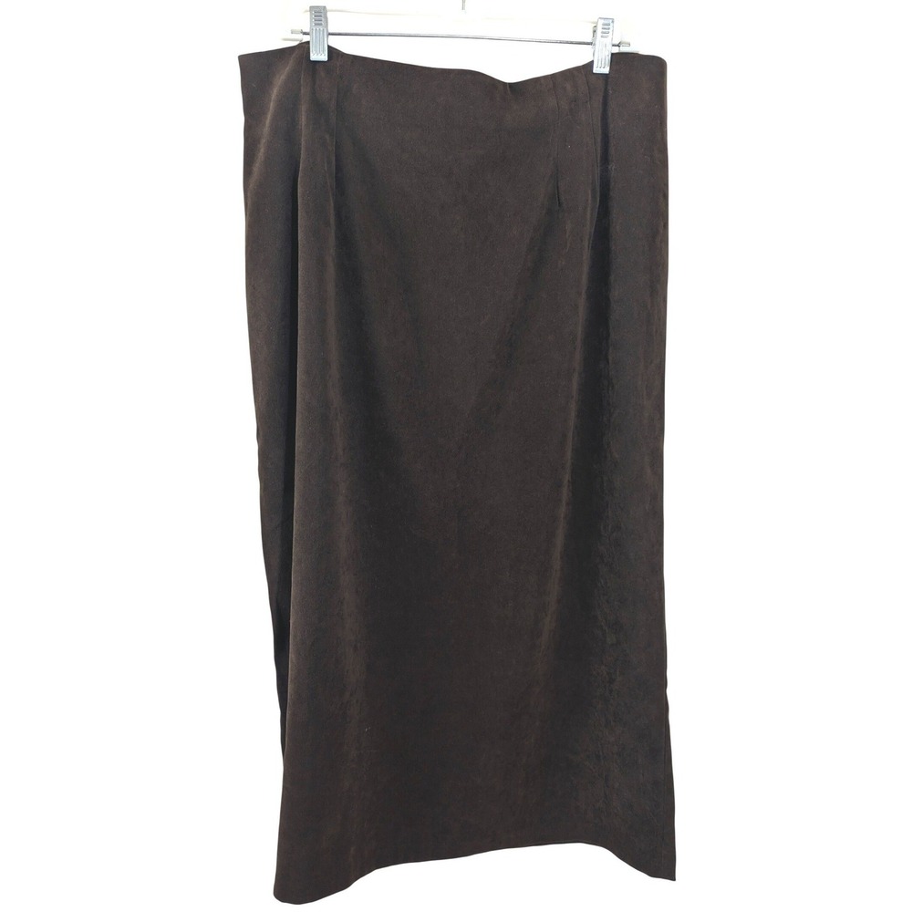 Briggs Vintage Dark Brown Micro-Suede Maxi Skirt Size 18W